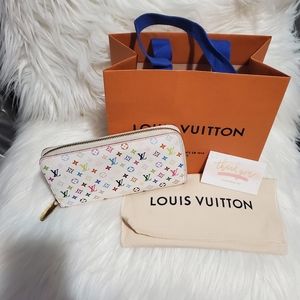 Authentic Louis Vuitton Multi Color Zippy Wallet with bag and dust cover